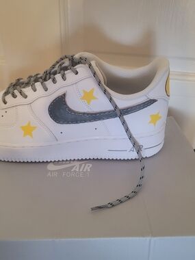Nike Air Force 1 Low Top Sneakers in White & Yellow